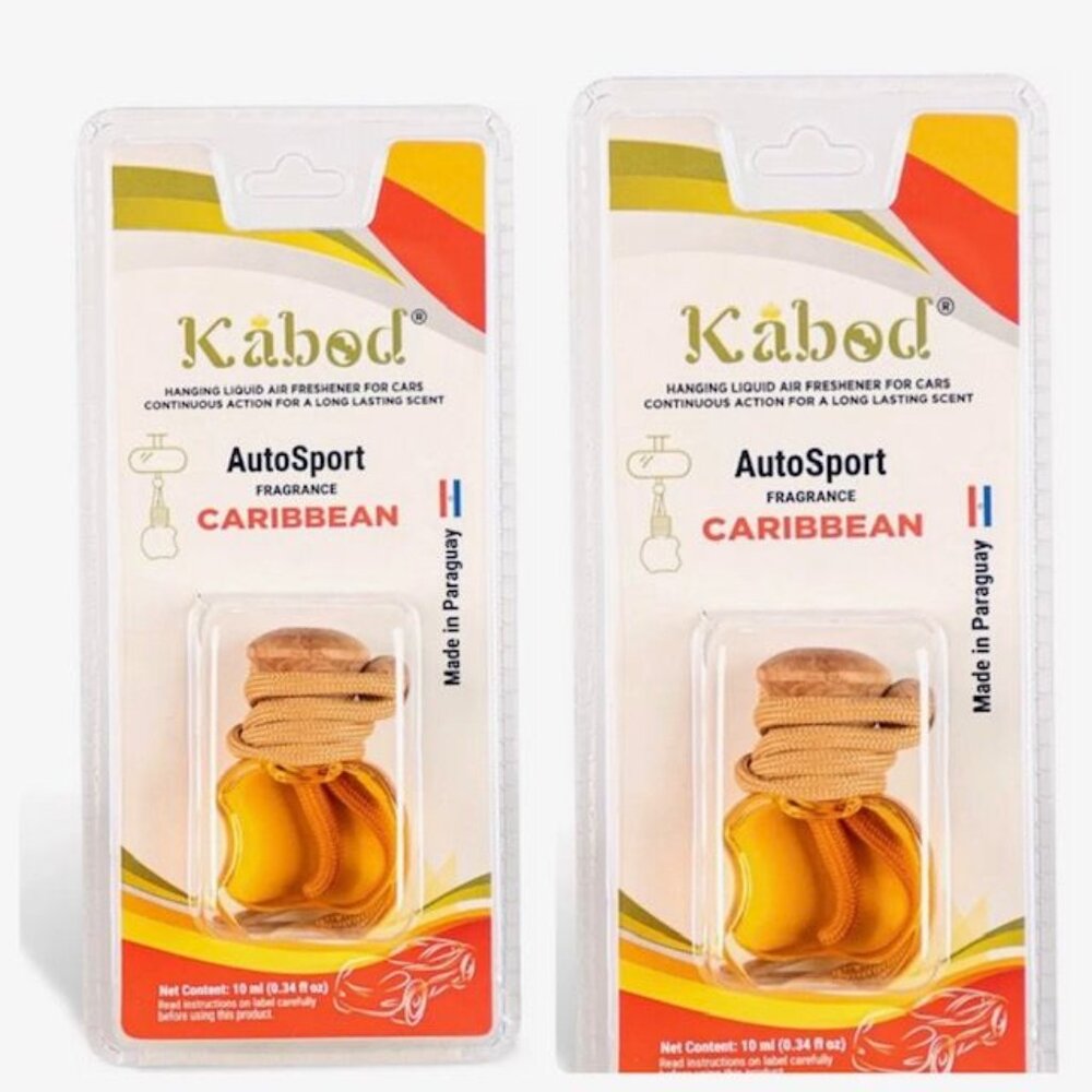 set of 2 Car Air Freshener Caribbean Scent Wooden Lid  10ml Long-Lasting‎ Aroma